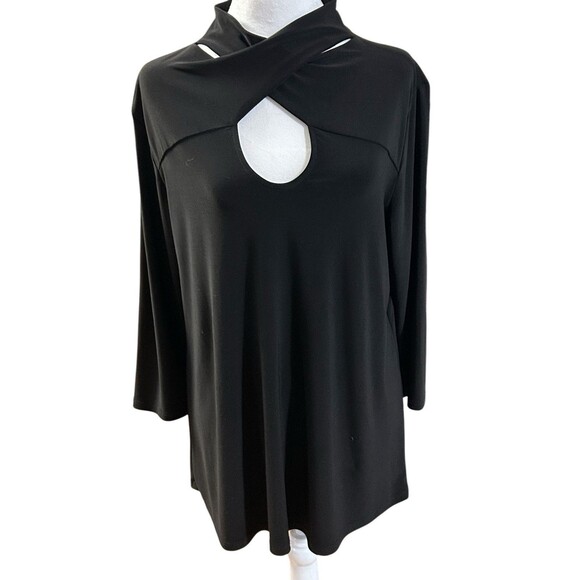 Last Tango Black Cut Out 3/4 Sleeve Tunic Sz L - Picture 1 of 6